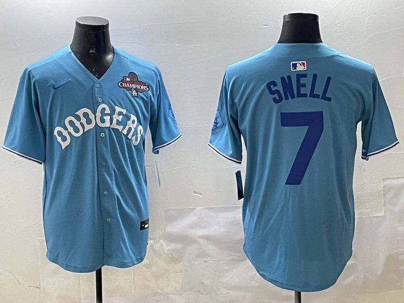 Men Los Angeles Dodgers #7 Snell Light Blue Joint Name 2025 Nike MLB Jersey style 17->los angeles dodgers->MLB Jersey